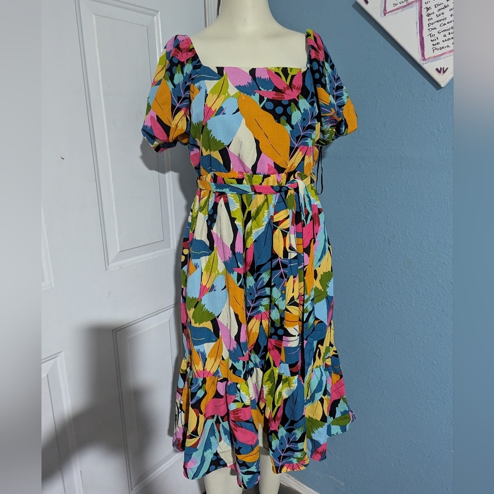 Maia Colorful Tropical Print Sundress - Multicolor